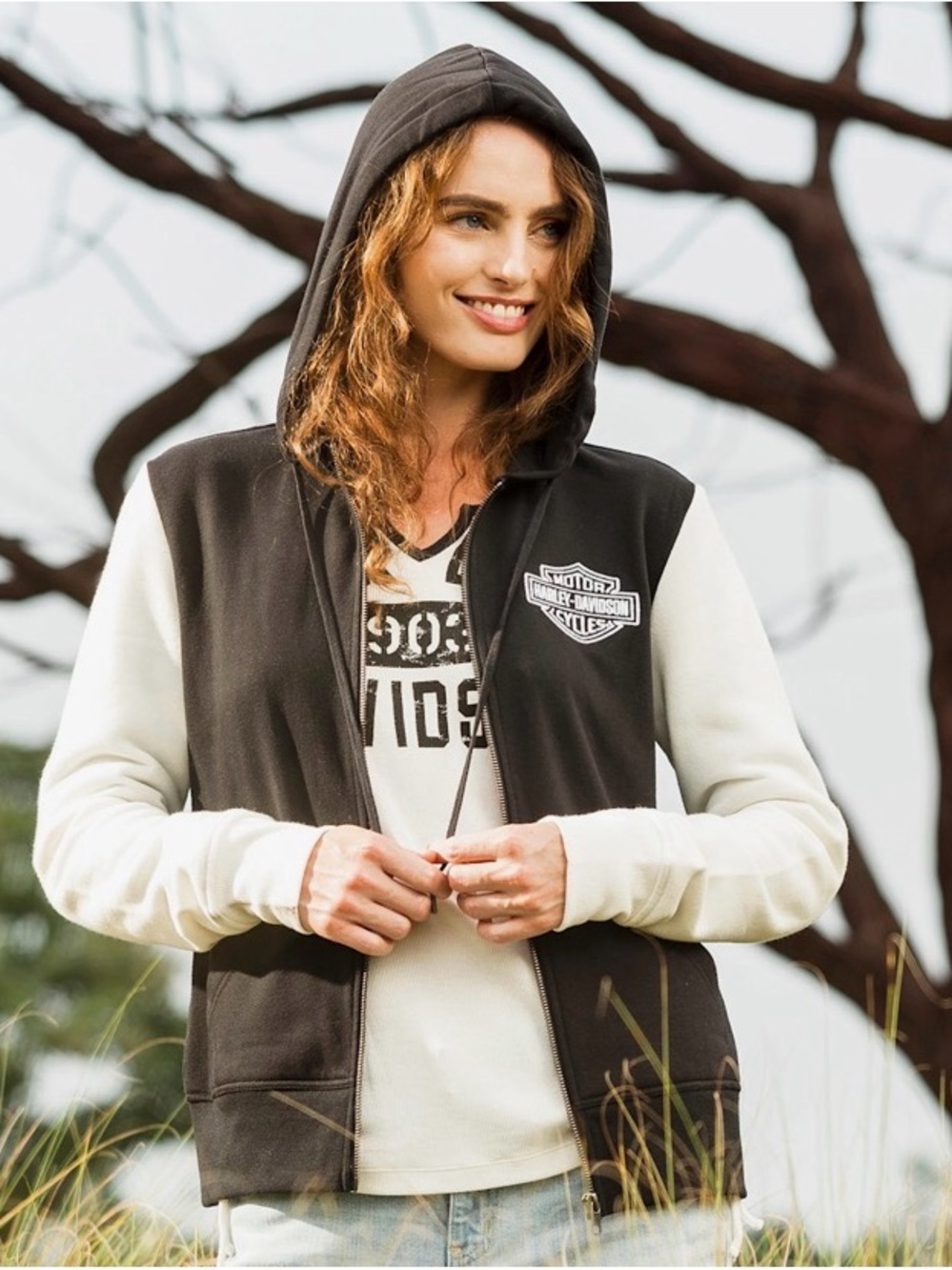 WOMEN'S SPECIAL COLORBLOCK RACER FONT HOODIE - COLORBLOCKED - BLACK BEAUTY - Picture 3 of 7